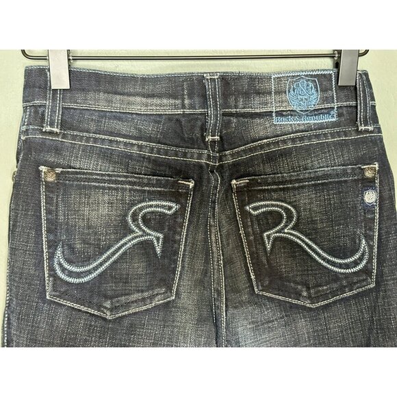Rock & Republic Women's 10 Bernie Bootcut Dark Wash Distressed - Picture 8 of 14